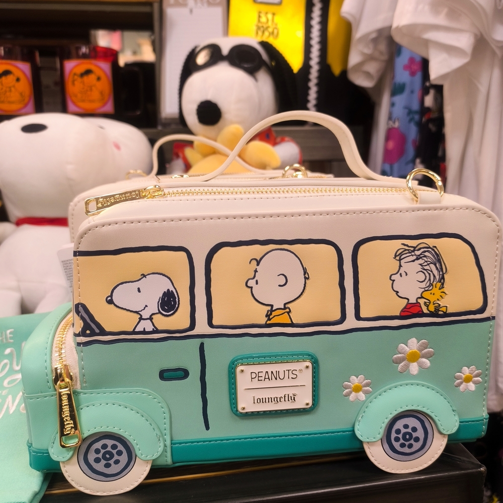 Loungefly Peanuts Snoopy and Friends School Bus Mint Handbag